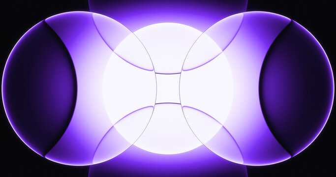 Abstract purple glass circles form a glowing geometric background