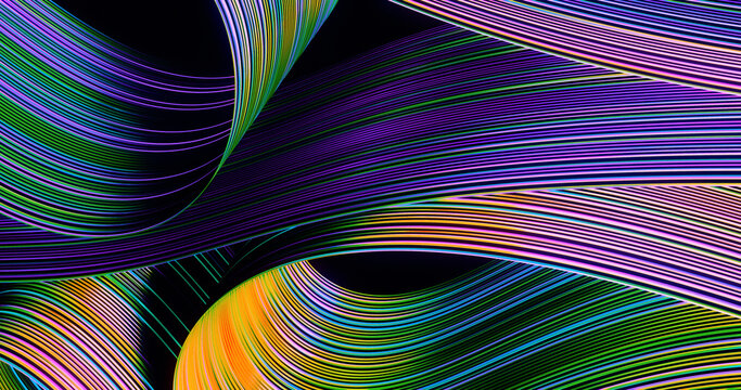 Abstract vibrant flowing line on dark background