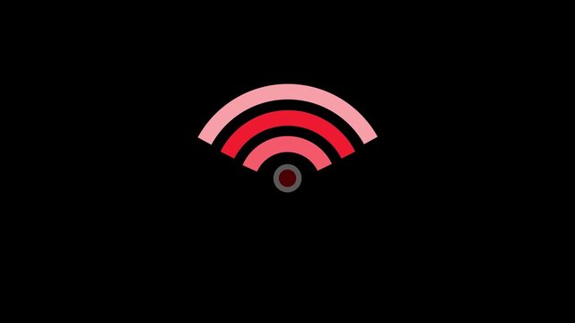 Wi-Fi Signal Icon with Gradient Arcs on Black Background photo stock