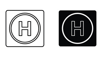Helipad icon set, helicopter landing pad sign, vector illustration © Shahriyar Rasel