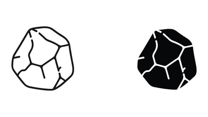 Set of stone icons, vector illustration of a rock with cracks, simple flat design of a boulder isolated on white background © Shahriyar Rasel
