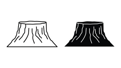 Tree stump icon set, vector illustration of a cut tree trunk, simple outline and silhouette style, isolated on white background © Shahriyar Rasel