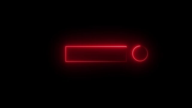 Glowing blue neon box icon with bright neon line effects on a dark black background.