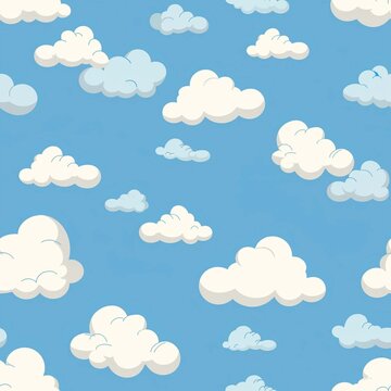 Blue Cartoon Cloud Seamless Pattern