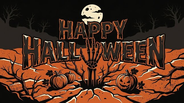 Happy halloween greeting with jack o lanterns and pacman moon , Happy halloween 2026, Halloween 2026, Halloween, Halloween design, Halloween Poster Design .