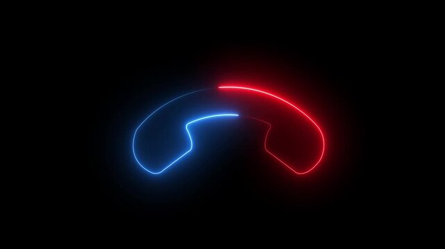 Glowing neon phone call icon animation on black background.