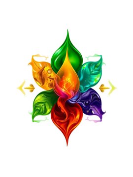 Digital representation of the five elements as abstract shapes and colors, colors, report