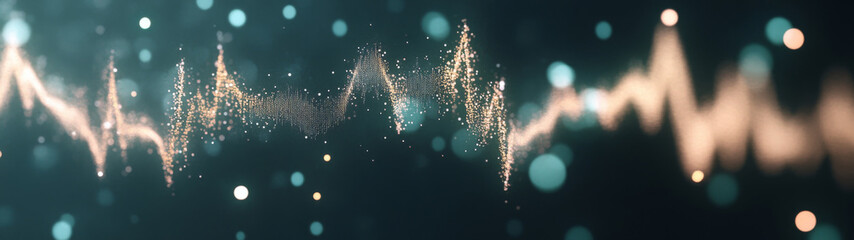 Abstract background with dark teal bokeh and golden charts, concept for data themes © dvoevnore