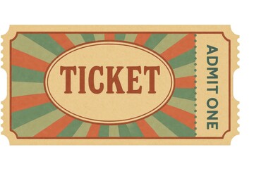 Retro circus ticket with vintage pattern in green and red stripes, suitable as background © dvoevnore
