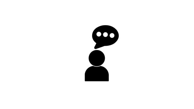 Minimalist user thinking animation with speech bubble for digital communication and ui