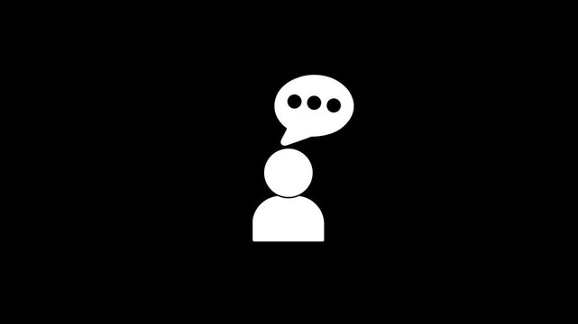 Minimalist user thinking animation with speech bubble for ui ux