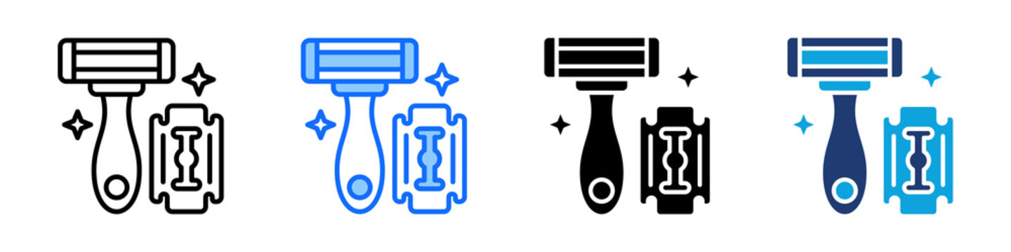 Shaving Razor Icon Set Multi Style Vector Illustration