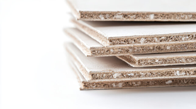 High quality stack of particle boards showcasing smooth surfaces and layered structure, ideal for furniture and construction projects