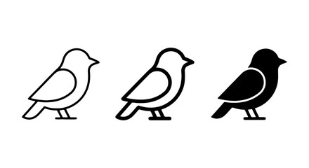 Simple Bird Icons Set, Outline and Silhouette Vector Graphics, Minimalist Avian Illustrations © VECTOR STORE