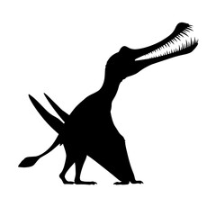 Black Silhouette of a Pterodactyl Dinosaur Isolated on White. © Maulana