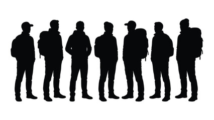 Group of men silhouettes standing in a row © Munna