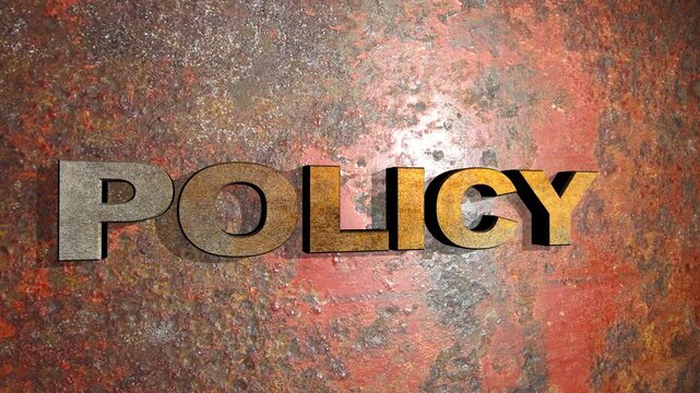 Bomb exploding and destroying the word policy