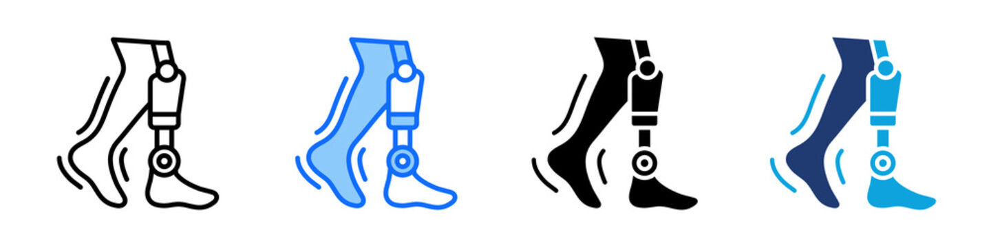 Bionic Leg Icon Set Multi Style Vector Illustration
