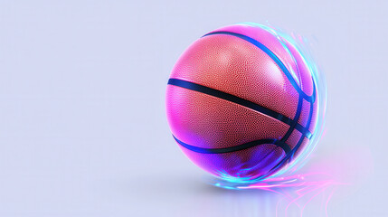 Fototapeta premium Vibrant basketball with glowing effect, showcasing motion and energy, perfect for sports themed designs