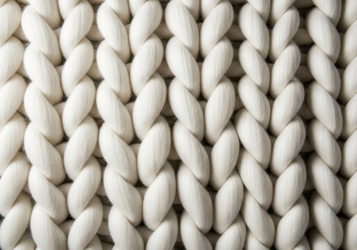 Luxurious soft cream texture of a chunky knitted wool blanket providing ultimate cozy comfort and warmth for relaxation, cozy, contented, fiber