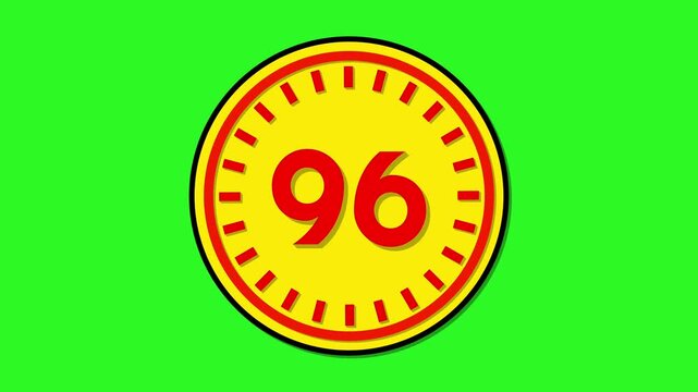 Number 96 with circular animation on green screen background. 96 days to go. 96 days left