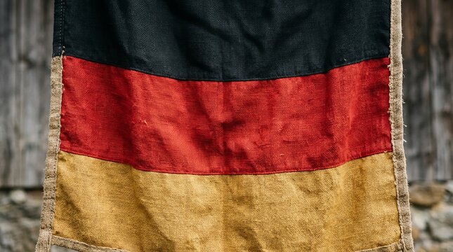 Close-up Textured German Flag Hanging Outdoors