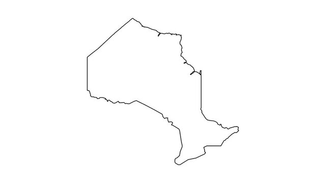 Outline drawing of Ontario province map animation.