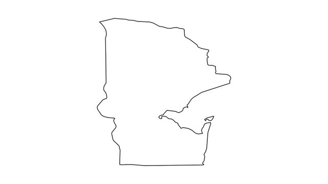 Outline drawing of Chad country border map animated on white background.