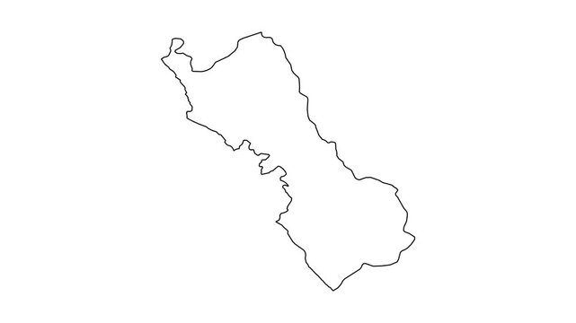 Outline animation of drawing a complex silhouette shape on white background.