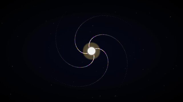 Abstract glowing spiral particle vortex with radiant central light source animation 4k