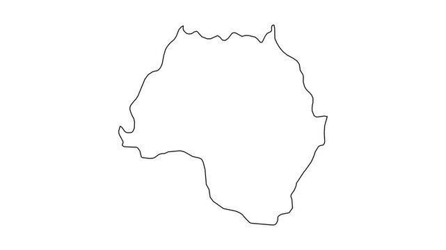Continuous line drawing of an African continent map outline animated on a white background.