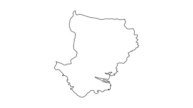 Continuous outline drawing of Essex county map in United Kingdom.