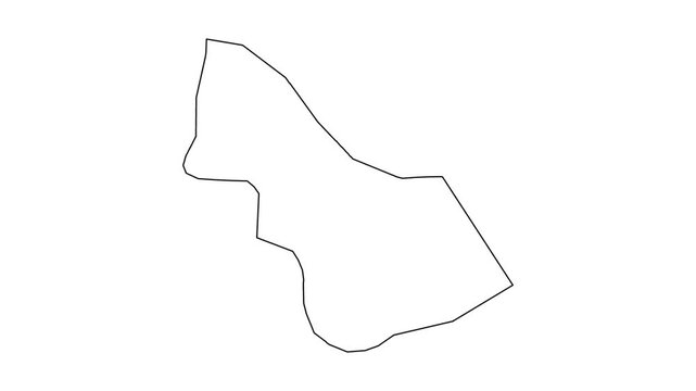Self drawing animation of Barbados map contour outline. line art. motion graphics. black and white.