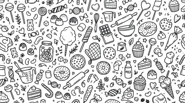 Sweet candy and confectionery vector image pattern