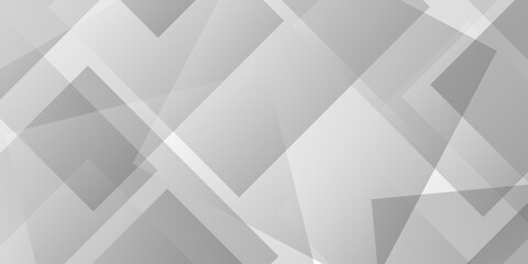 Obraz premium Geometric white and gray overlap triangle cube technology brochure diamond web design. minimal rectangle white web material triangle overlay tech element transparent layers banner background.