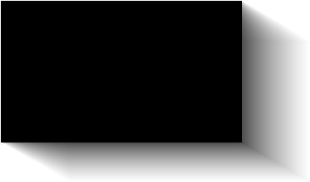 Black rectangle shape with drop shadow on transparent background