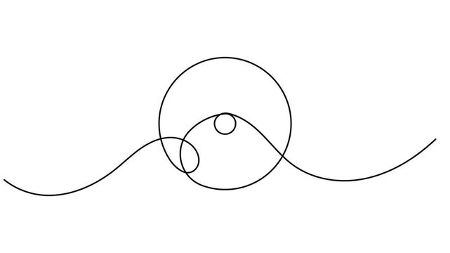 Continuous single line animating a Sun symbol minimalist monoline art planet astrology sign solar energy presentations and morning wellness clips motion graphic moving on white background