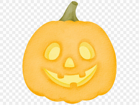 Watercolor smiling jack o lantern pumpkin Halloween illustration Vector.