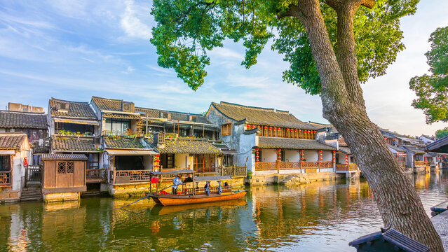 Scenic view of Xitang ancient water town in Jiashan County, Zhejiang, China