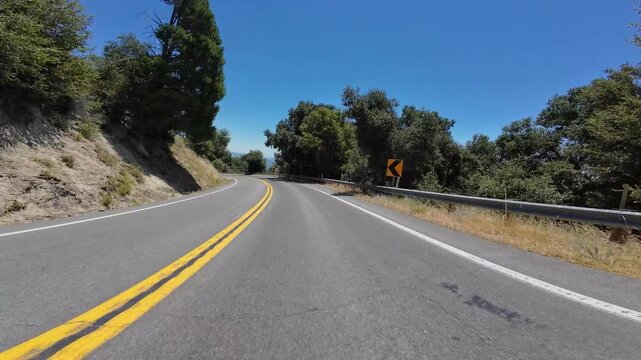 Palomar Mt Highway to the Stars Downhill Driving Plate High Elevation Front View 04 California USA