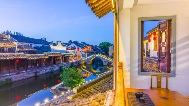 Scenic view of Xitang ancient water town in Jiashan County, Zhejiang, China