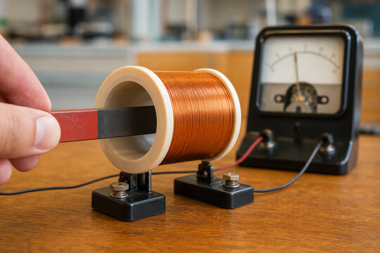 Magnet Entering Copper Coil in Electromagnetic Induction Experiment