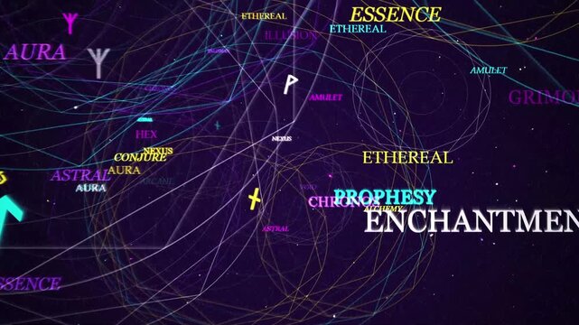 Cinematic Fantasy Magic Glowing Runes and Transmutation Circle Seamless Loop Background