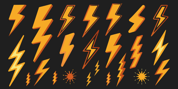 Orange Lightning Bolts Pattern A Bold Vector Illustration