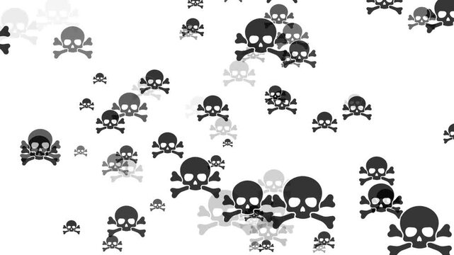 Skull and crossbones icon animation with zoom effect, transparent background, 4K video.