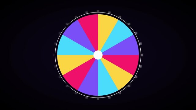 Colorful spinning prize wheel animation for games and giveaways 4k fortune