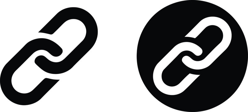 Copy and link icon set, chain connection symbols, attach link buttons and sharing interface elements for digital communication and web design projects.