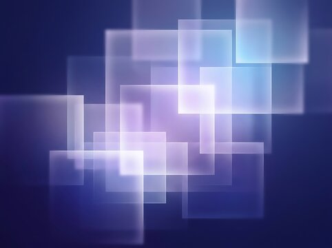 Futuristic digital tech backdrop with glowing blue and purple transparent squares