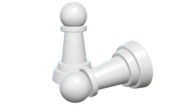 3D rendered illustration of white chess pawns