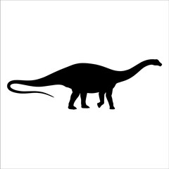 Black silhouette of a long neck dinosaur on white background 3. © Maulana